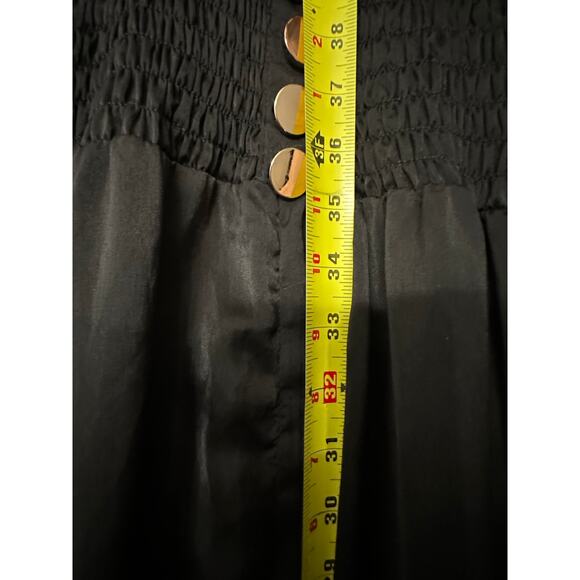 Mable Satin black dress, high center slit, gold button detail sz Small - Picture 7 of 10